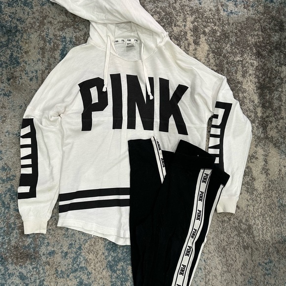 PINK White and Black Hoodie and Joggers Set - Picture 2 of 7